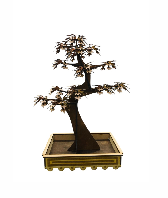 ÁRBOL DECORATIVO DE TRIPLAY CON CHAPA DE MADERA NATURAL.311